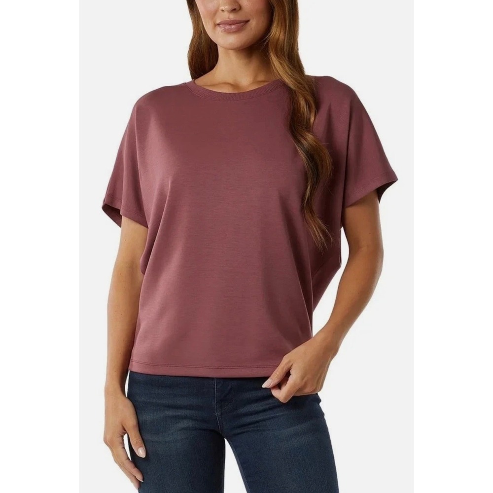 32 Degrees Cool Womens XL Purple Dolman Short Sleeve Crew Neck Top Athleisure